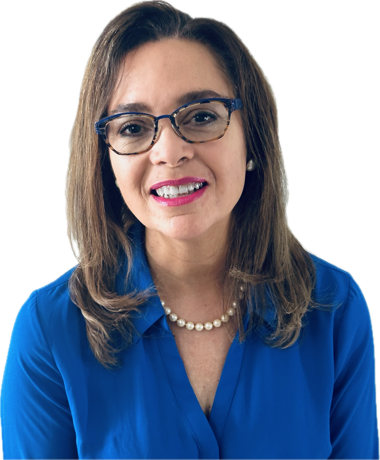 Kim Lewis Howard portrait in blue glasses